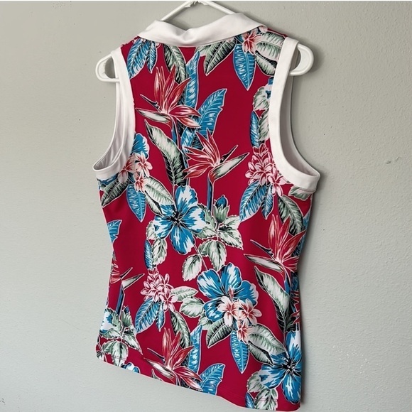 Never worn Tommy Bahama Red Floral Sleeveless Blouse size large - Picture 4 of 6